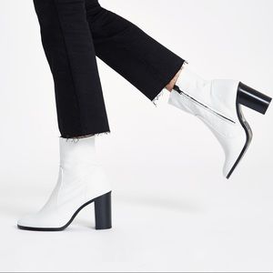 River Island White Leather Sock Boots Size 8.5